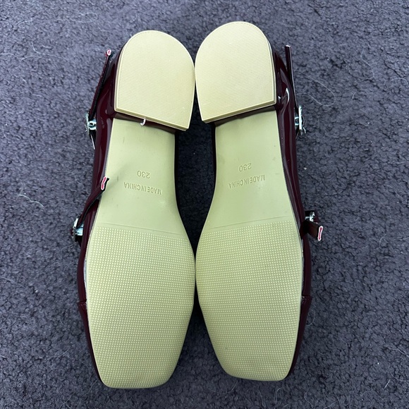 Burgundy Red Mary Jane Ballet Flats - Picture 9 of 12
